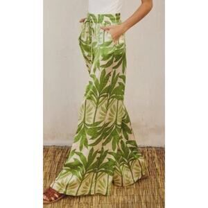 NWT Feels Like Sunshine Wide Leg Satin Pull On Pants Sz M Tropical Resort Beachy